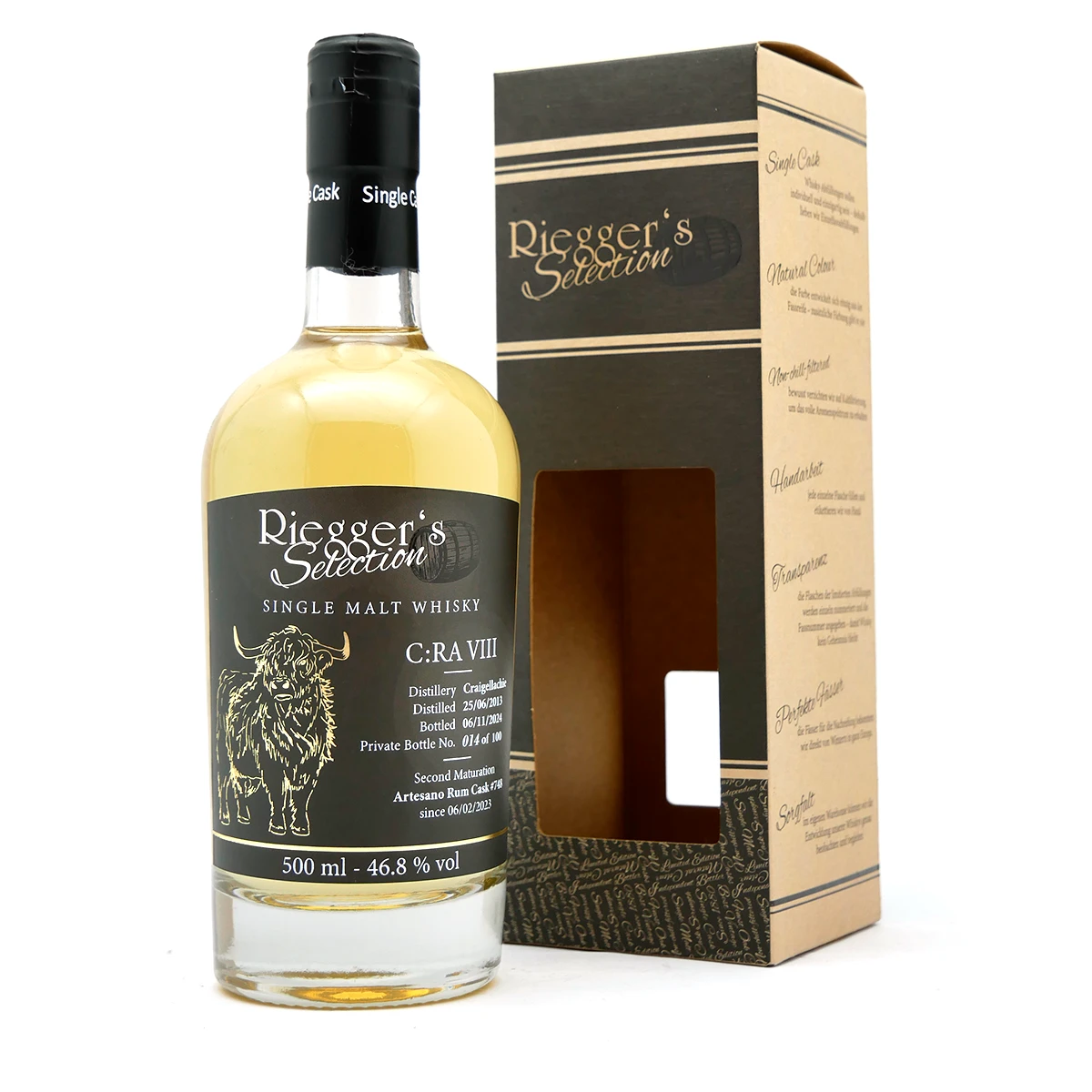 C:RA 8 - Craigellachie 2013 Artesano Rum Cask - Riegger's Selection (46,8 % vol)