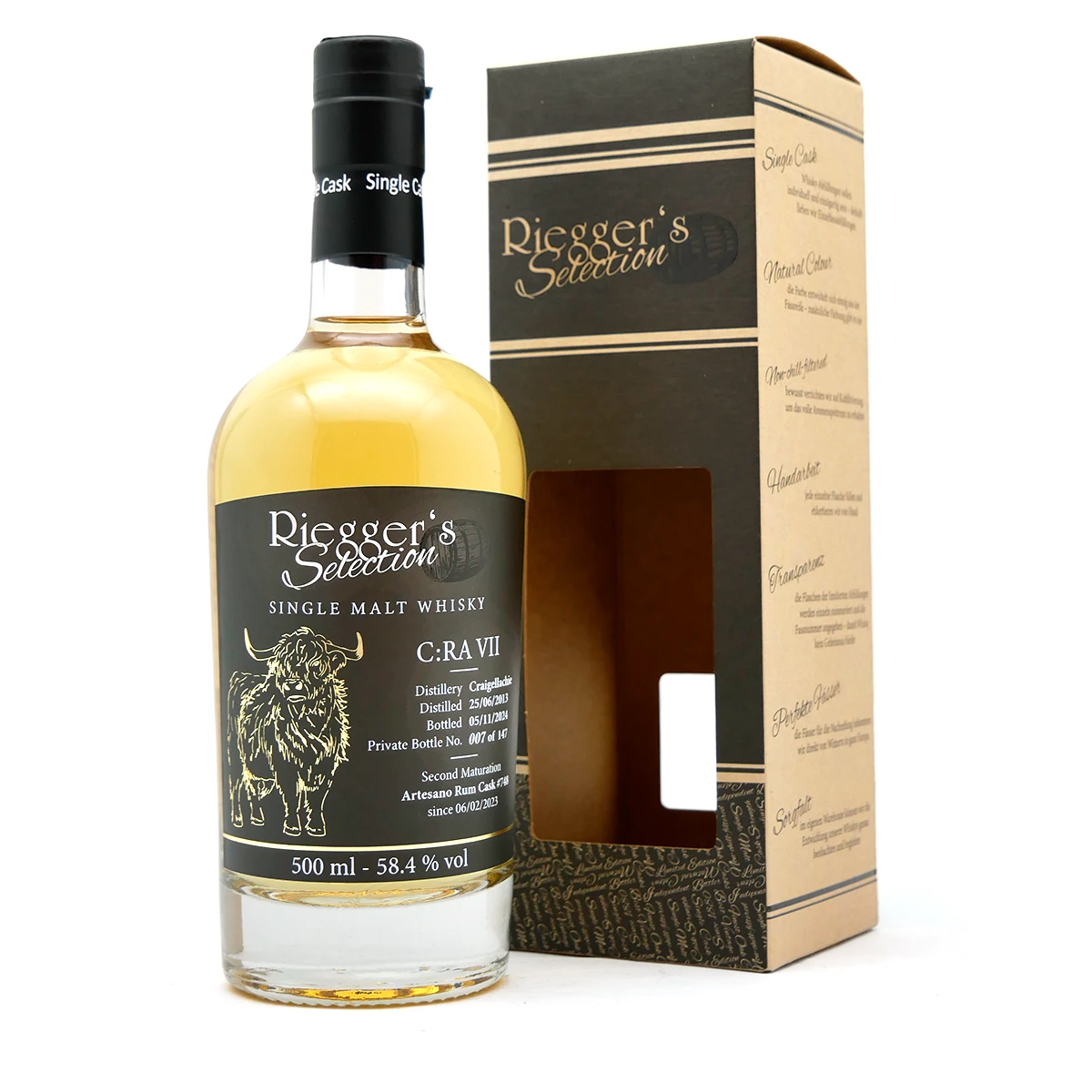 C:RA 7 - Craigellachie 2013 Artesano Rum Cask - Riegger's Selection (58,4 % vol)